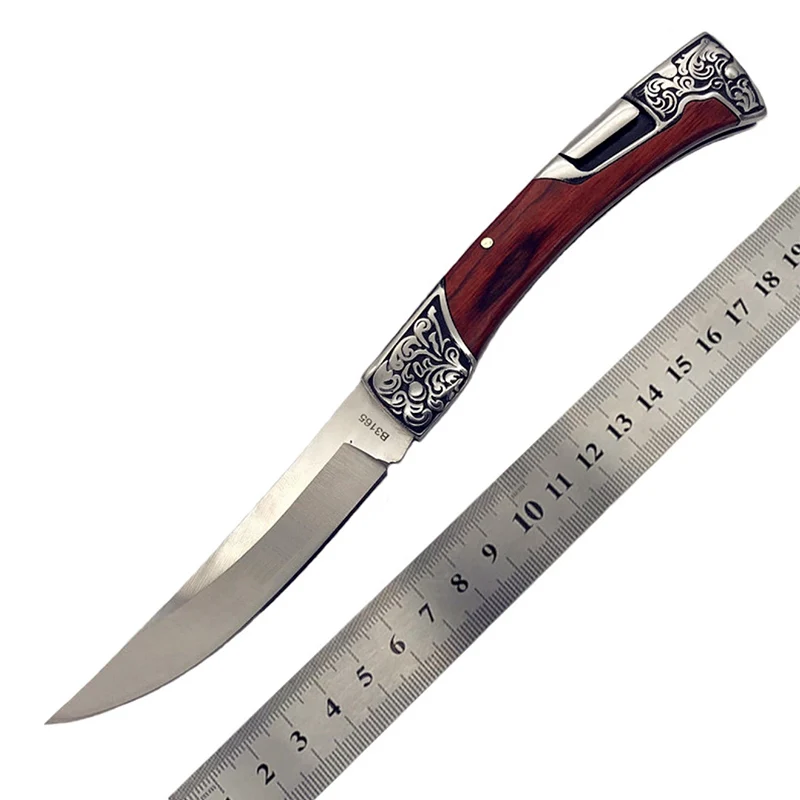 

Very Sharp Small Folding Knife Pocket Knife Large Stiletto Tactical Hunting Knife wood Handle Outdoor DEC Tools
