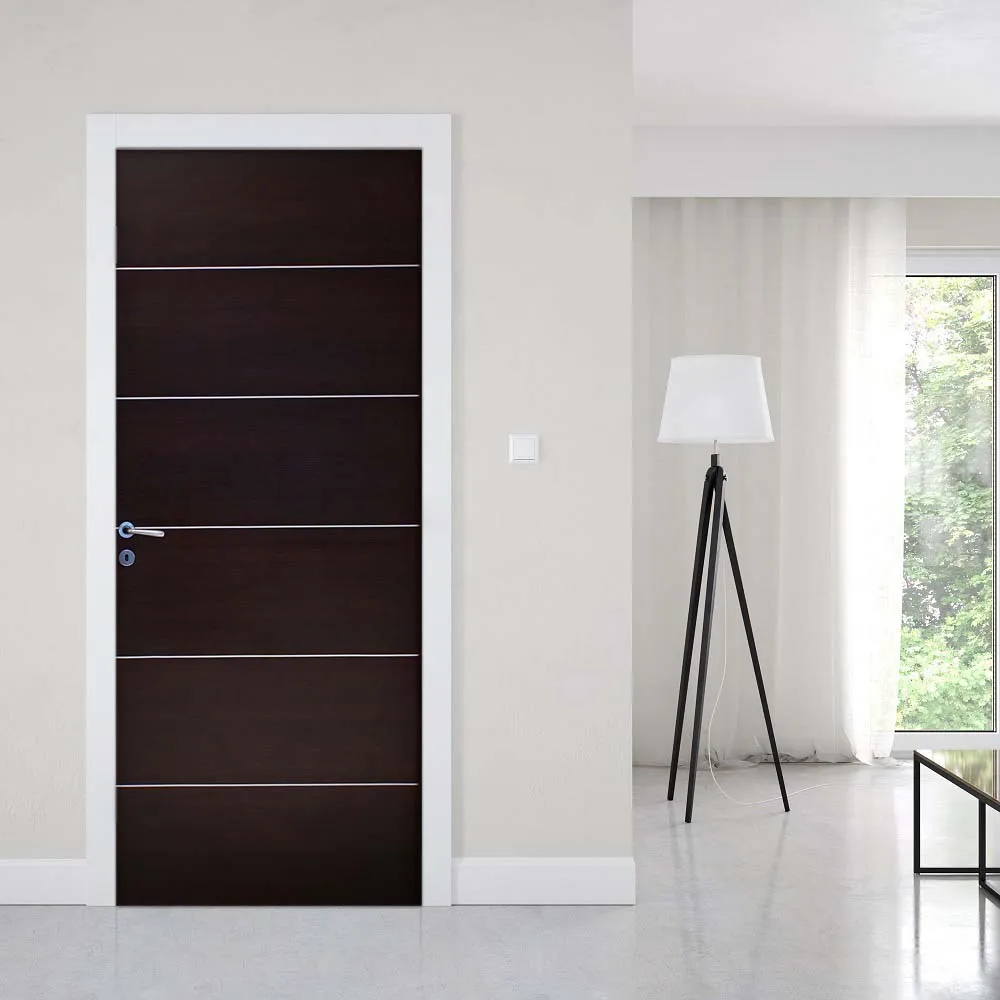 

Creative 3D Door Sticker Black Sliver Wooden Gate DIY Home Decor Decals Wallpaper Waterproof Mural For Bedroom Door Renovation