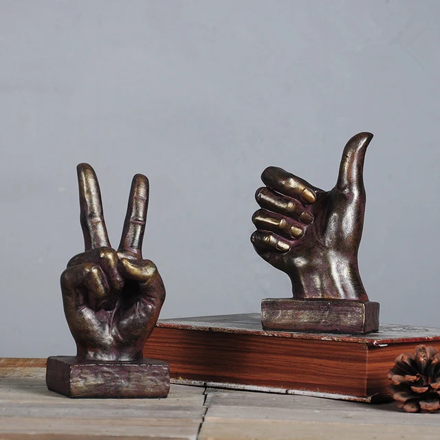 

Positive Energy Crafts Finger Model Desk Resin Finger Gesture Ornament Figurines Home Decorative Accessories Craft Miniature