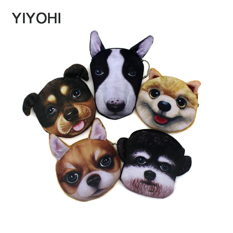 YIYOHI New Cute Style Novelty 3D Animals Cat Dog Zipper Plush Coin font b Purse b