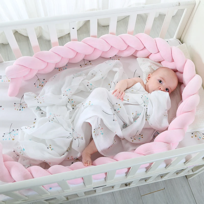Buy 200cm Length Baby Bed Bumper Pure Color Weaving