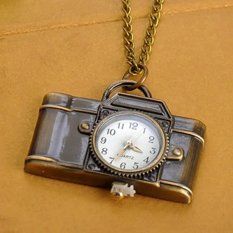 Карманные часы кварцевые Винтаж в форме камеры творческая цепочка портативные часы Ретро колье с подвеской