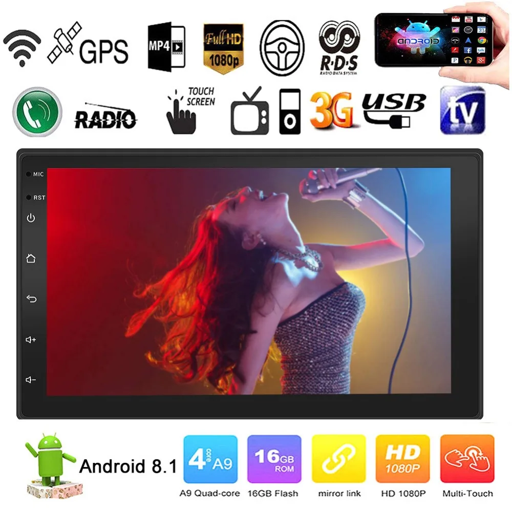 

Car 2 din Car Auto Radio 7 Inches HD Multimedia Bluetooth Android 8.1 Touch Screen Bluetooth MP5 Car Dual Ingot Universal