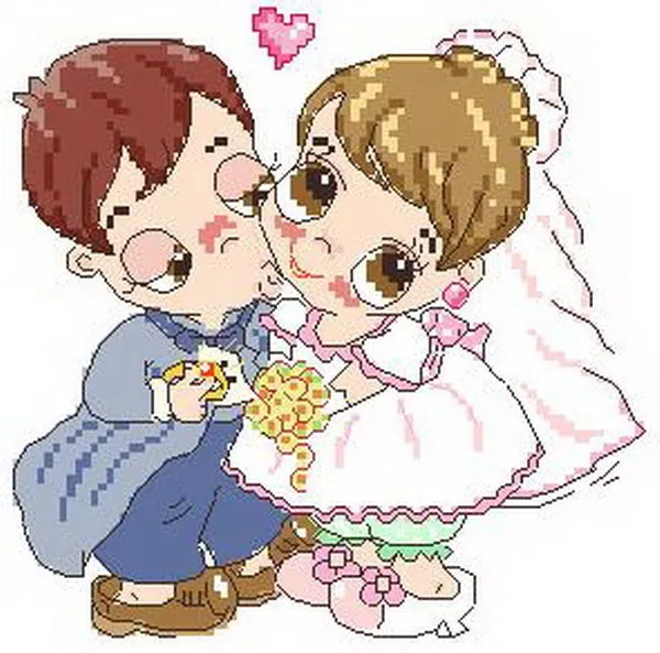 CS-574 cross stitch kit wedding kiss, husband and wife kiss love forever.jpg