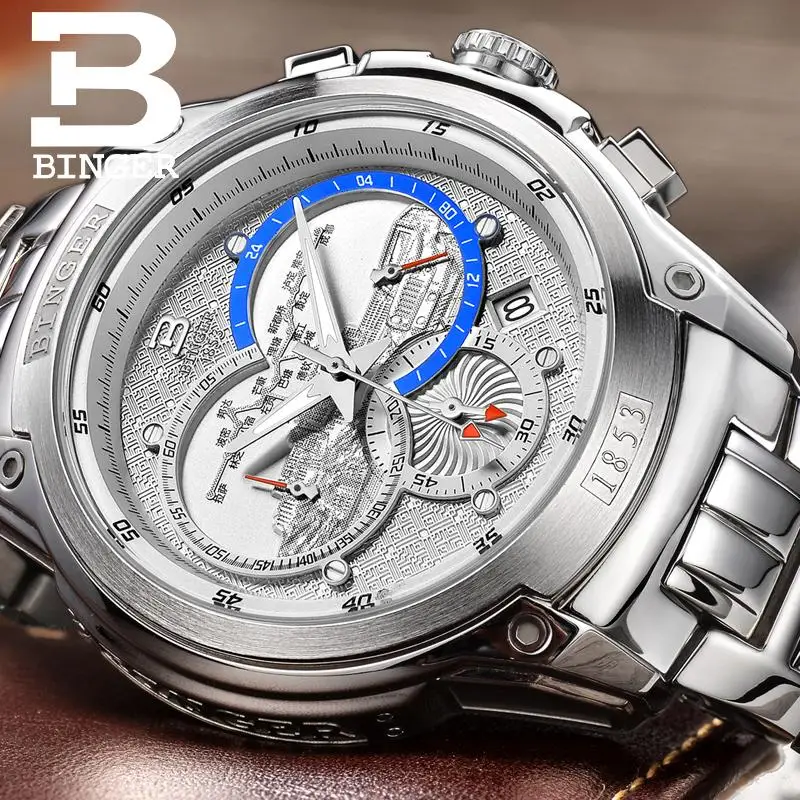 Switzerland watches men luxury brand clock BINGER Quartz men's watch