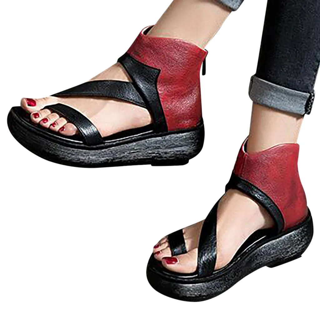 

Women Leather Sandals 5Cm High Heels 2019 Summer Shoes Femal Retro Sandals Gladiator Handmade Genuine Leather Women Wedges shoes