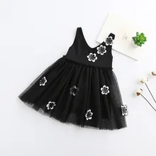 2017 Girls Blacek flower dresses , girls party dress ,dress girls , 5pcs/lot JYF011