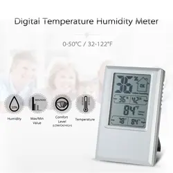 Качественный Цифровой термометр гигрометр закрытый часы-Метеостанция тестер температуры и влажности макс мин уровень комфорта