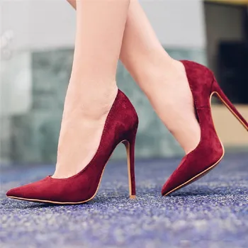 

New Fashion Design Spring Autumn Women Pumps Pointed Toe Flock Party Wedding Shoes Shallow Thin Heels Pumps For Women