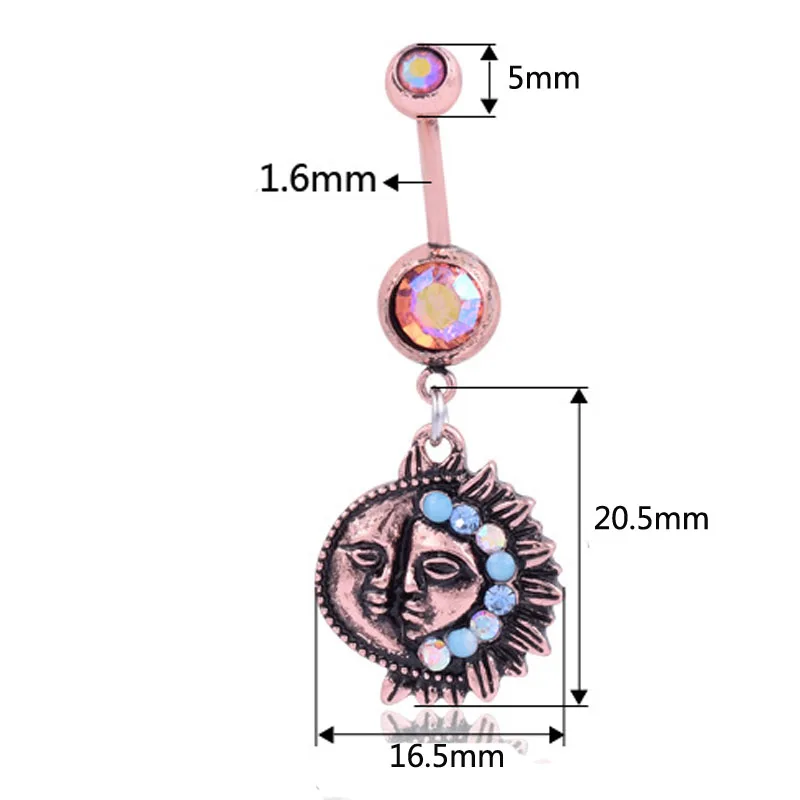 Винтажное медное кольцо с опалом и луной 1 6 мм|pirsing ombligo|body jewelryjewelry pirsing |