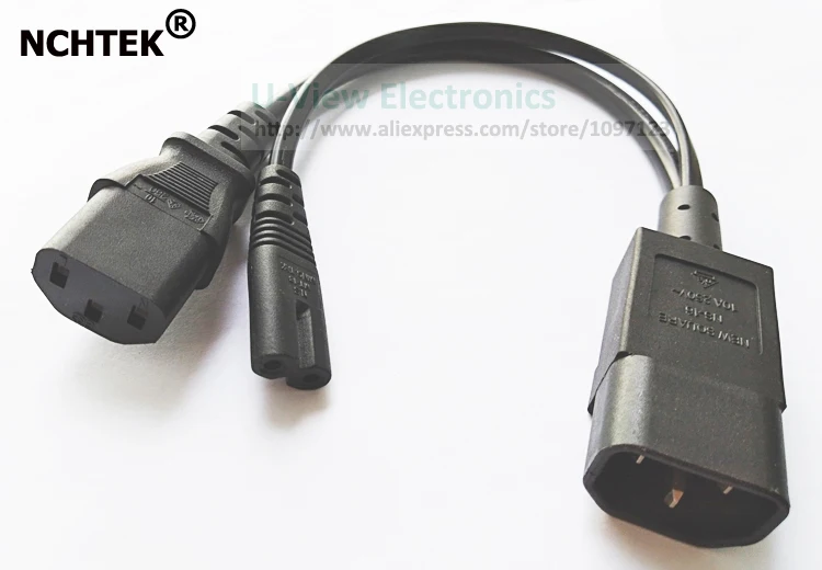 NCHTEK IEC 320 C14 3-контактный штекер к C13 + C7 женский кабель адаптера питания