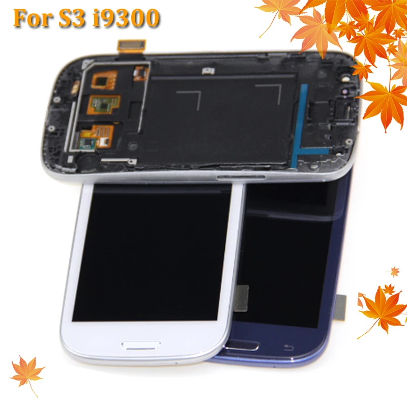 

Grade AAA Display For Samsung Galaxy S3 i9300 LCD Display Touch Screen Digitizer Full Assembly+Home Botton+Bezel Frame+Tools