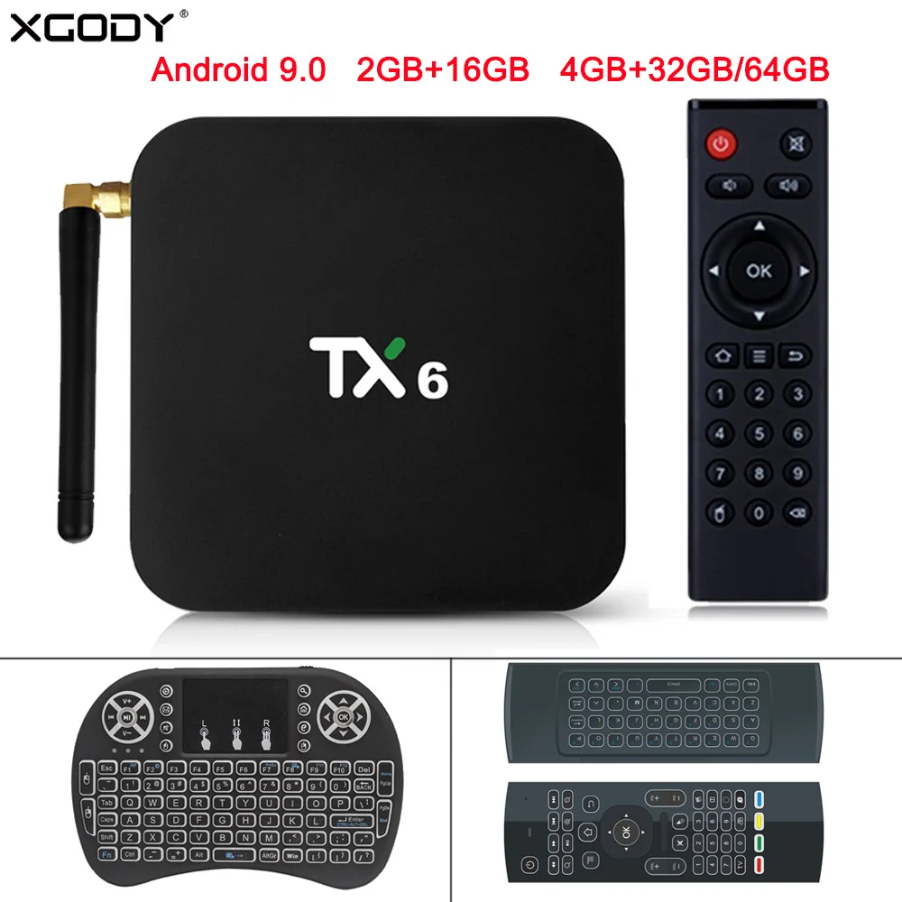 ТВ-приставка XGODY TX6 Android 9 0 четырехъядерный процессор Allwinner H6 4 Гб 32 ГБ 64 |