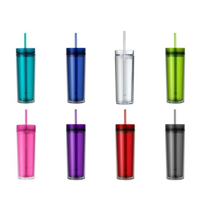 Clear Acrylic SKINNY 16 oz Tumbler Cup Mug 16oz double wall Skinny Sip