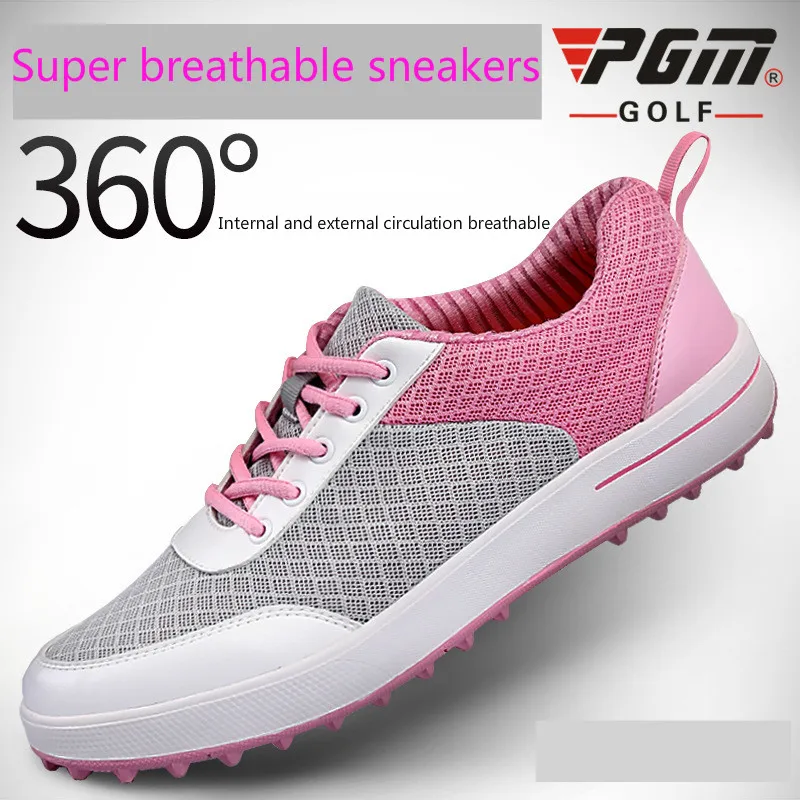 PGM الجولف كرة خفيفة للغاية تنفس شبكة النساء الأحذية الرياضية لا الطويات الفتيات أحذية الجولف