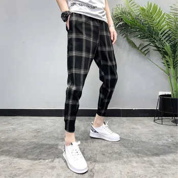 

Summer New Track Pants Men's Fashion Plaid Casual Thin Section Trousers Man Streetwear Trend Wild Hip Hop Joggers Sweatpants