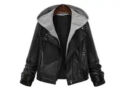 Новые осенние и зимние в Европа и Америка с длинными рукавами куртка с капюшоном тонкий кожаный пиджак Мотоцикл Костюмы