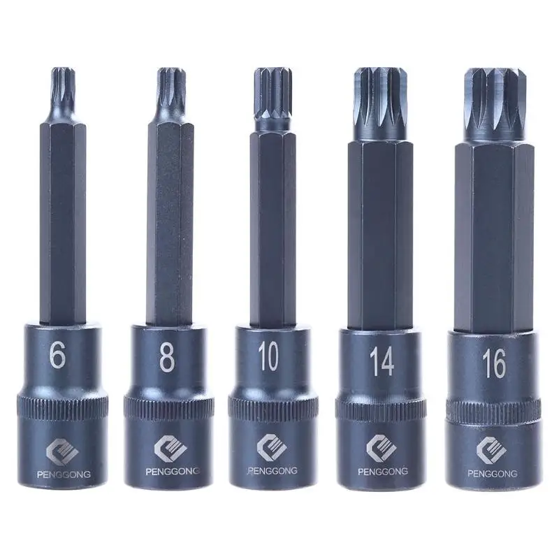 

100mm Torx Screwdriver Bit Adapter 12 Angles Torx Screwdriver Bit 1/2 inch Socket Bits Adapter Drive Hand Tool M6 M8 M10 M14 M16