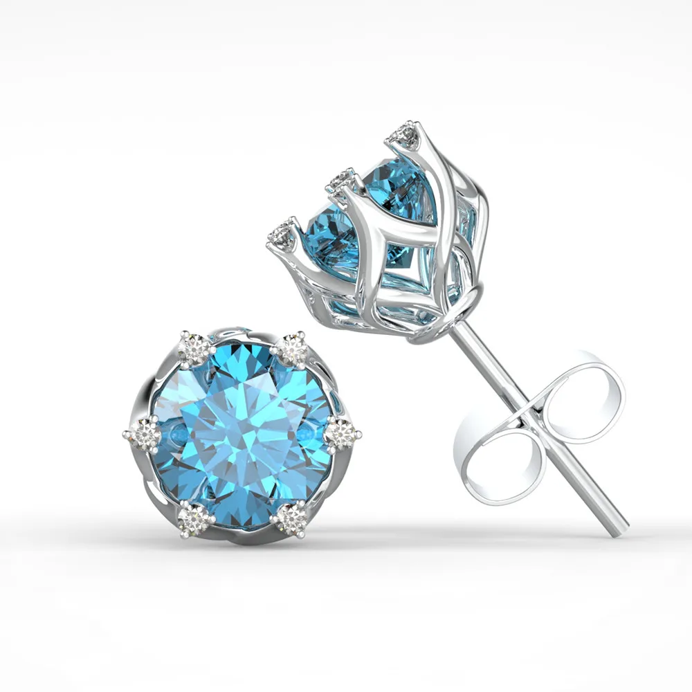 

Women Crystal Earrings Six Claw Setting Ear Studs Female Fashion Jewelry Cubic Zirconia Star Earrings