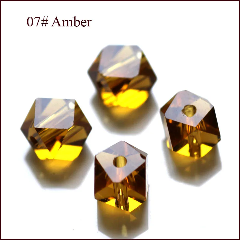 Стребелль AAA уникальный дизайн куб квадратные 6 мм свободные стеклянные хрустальные бусины для ювелирных изделий 100 шт - Цвет: amber