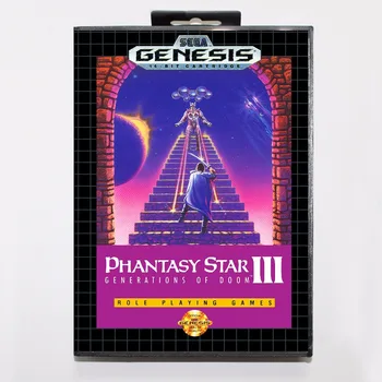 

Phantasy Star III Game Cartridge 16 bit MD Game Card With Retail Box For Sega Mega Drive For Genesis