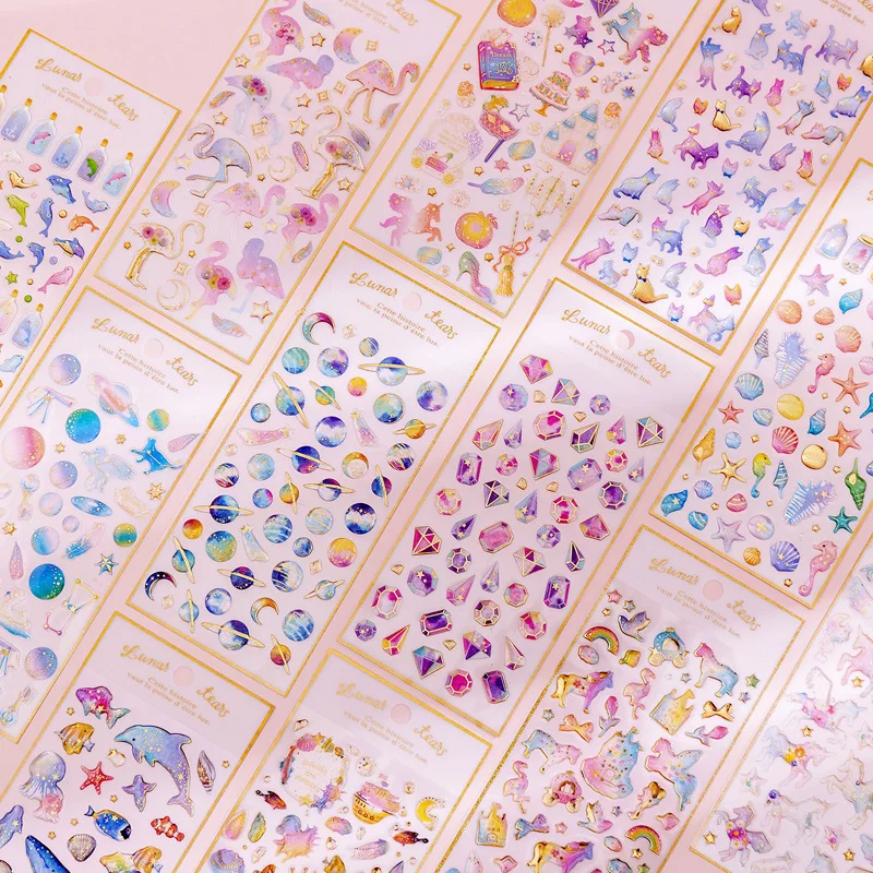 DIY Cute Magic Planet Crystal Epoxy Stickers Transparent 3D Diary Decoration Stickers