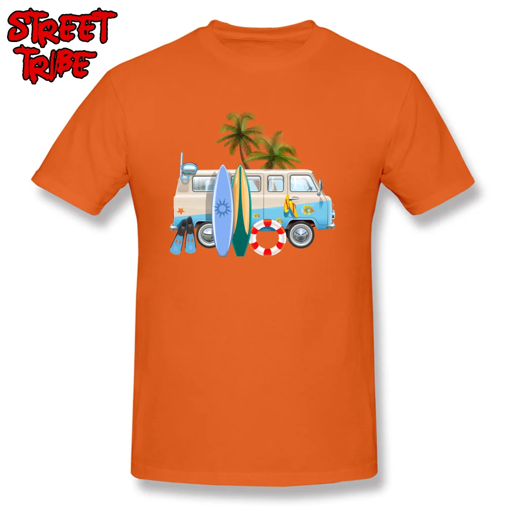 car and surfboard 23561 100% Cotton Fabric Tees for Boys Leisure T Shirt comfortable Designer Round Neck Tee Shirts Short Sleeve car and surfboard 23561 orange
