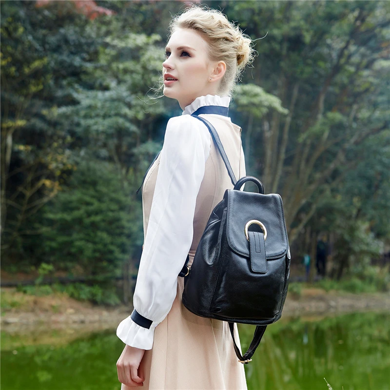 Novedad de 2019! Mochila De cuero auténtico para escolar a la moda, bolso de hombro de viaje para mujer, mochilas informales para mujer|feminine forbackpack for girls - AliExpress