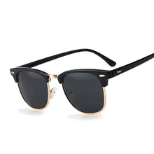 Remache Clásico Half Llantas Proteger Rayos UV Hombres Mujeres gafas de Sol de Marco de Espejo de La Manera Gafas de Sol Mujer Hombre Vintage Shades Pequeño