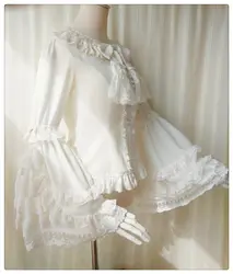 Оригинальный Классический белый готическая лолита рубашки 18th века длинными расклешенными рукавами хлопок кружево Лолита Топы Блузки для