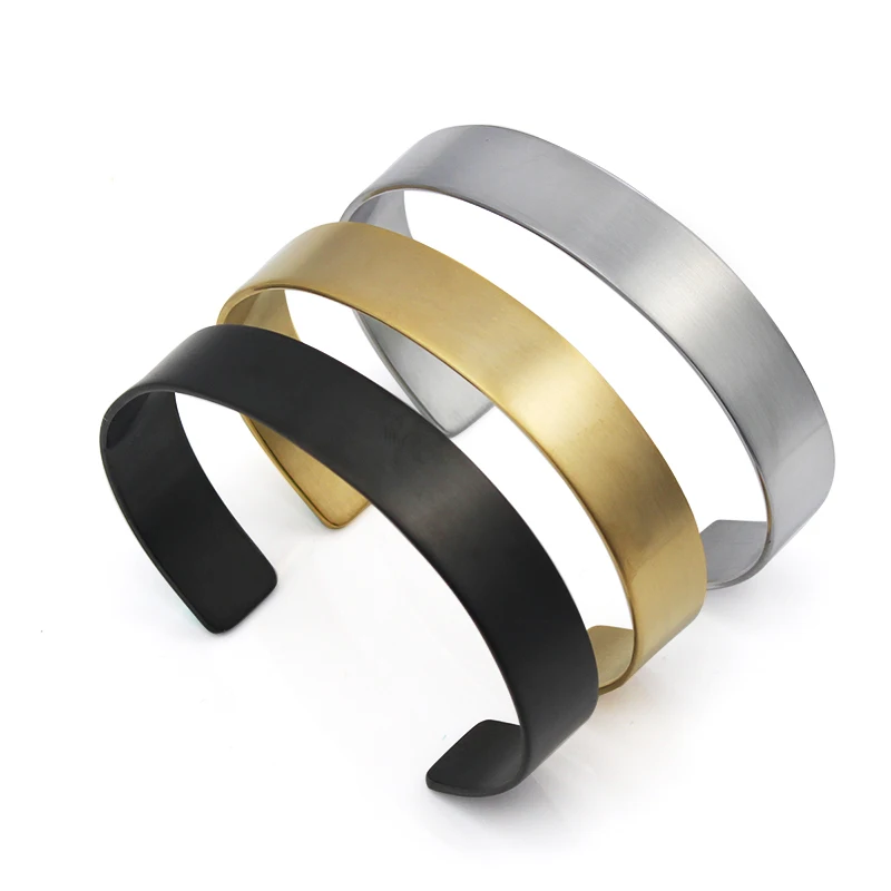 Fashion Shiny Cuff Bangle Stainless Steel Plain Bracelet for Men