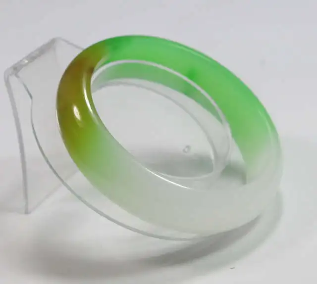 

VERY FINE GREEN WHITE YELLOW RARE NATURE ADE JADEITE BRACELET BANGLE 61MM a 5.19