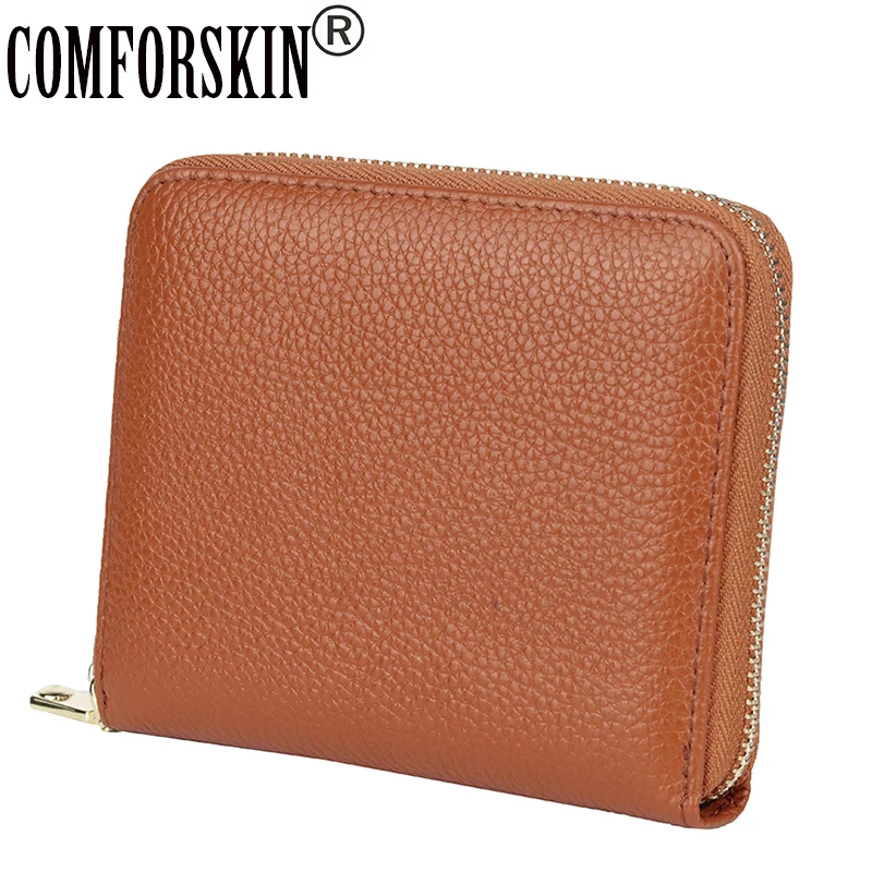

COMFORSKIN Large Capacity Card Case Genuine Leather Litchi Pattern Multi-Card Bit Business Card Credit Holder With 40 Card Slots