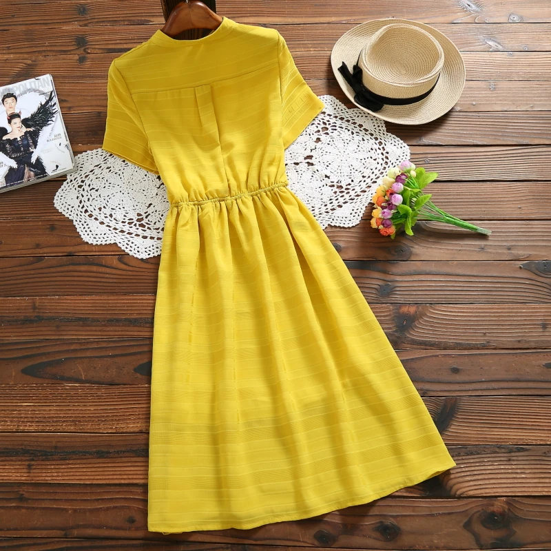 Summer Dress Women Stand Collar Casual ...