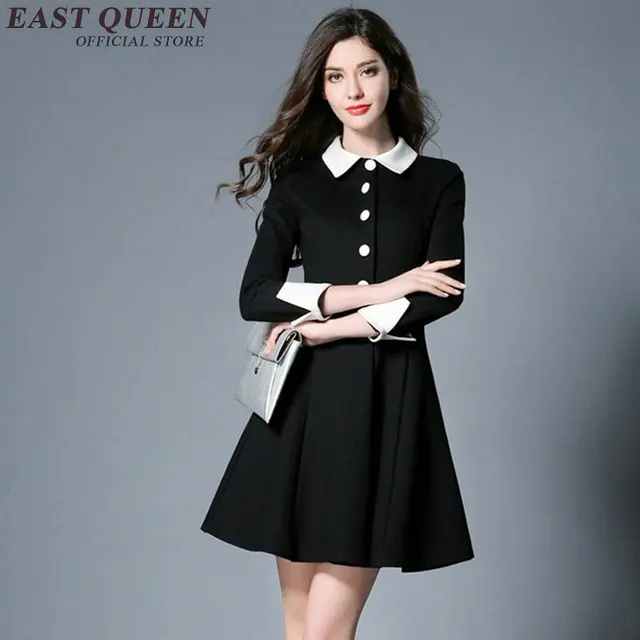 womens black dress with white collar