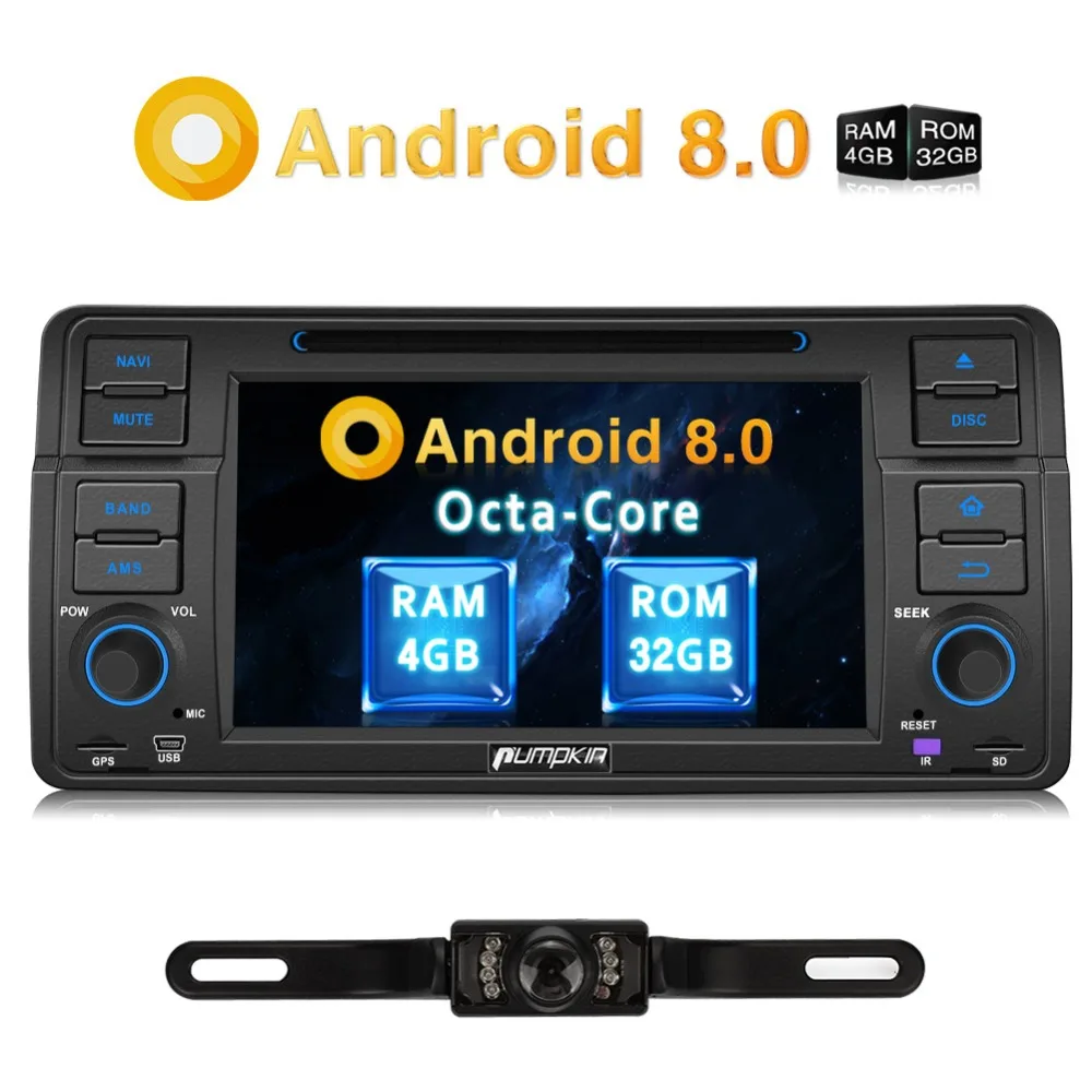 

Pumpkin 2 Din 7'' Android 8.0 Car Stereo Touchscreen DVD Player Octa Core GPS Navigation 4GB RAM Wifi 4G Car Radio For BMW E46