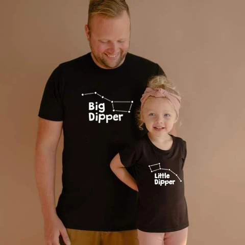 

Big Dipper and Little Dipper for Dad and Kid Matching T Shirt Daddy and Child Short Sleeve Black Shirts Father Daughter Son Top