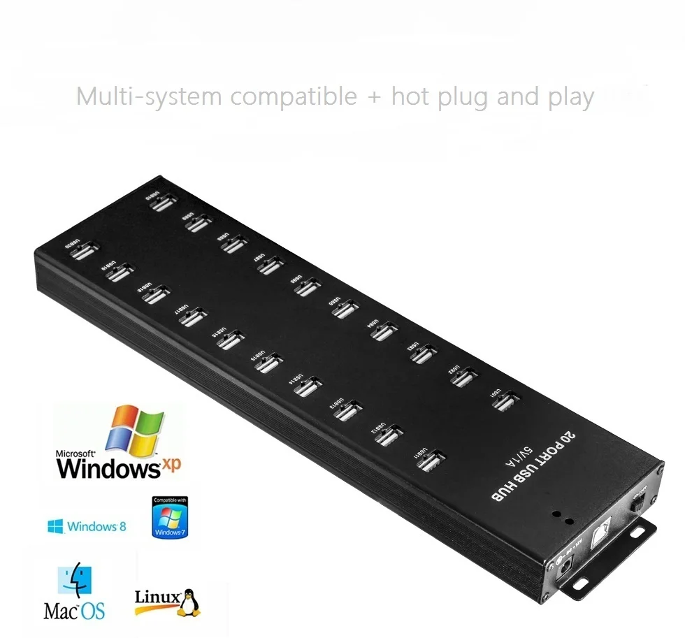 20 Port USB 2.0 Hub Provide 20 devices Charging and Data Transmission