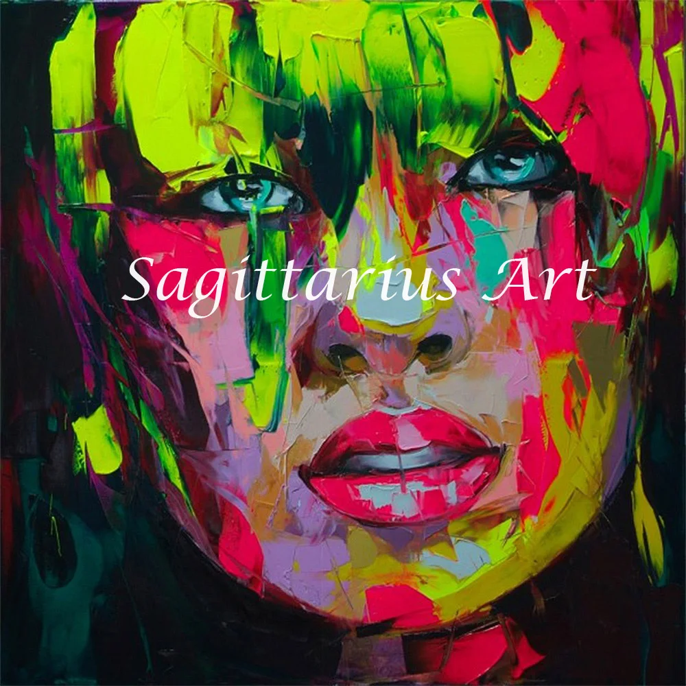 

Francoise Nielly Designers Hand Painted Untitled 530 Cool Face Palette knife Abstract Oil Painting Canvas Home Decor Fine Art