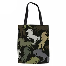 Брендовая Холщовая Сумка-тоут хлопчатобумажная ткань, одежда многоразовая женская сумка-шоппер Пляжные Сумки Crazy Horse напечатанные продуктовые сумки большие