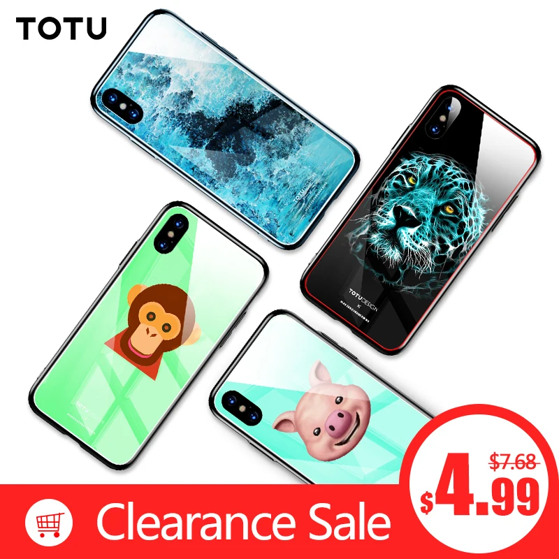 Чехол TOTU из закаленного стекла для iPhone X 10 роскошный крутой чехол телефона