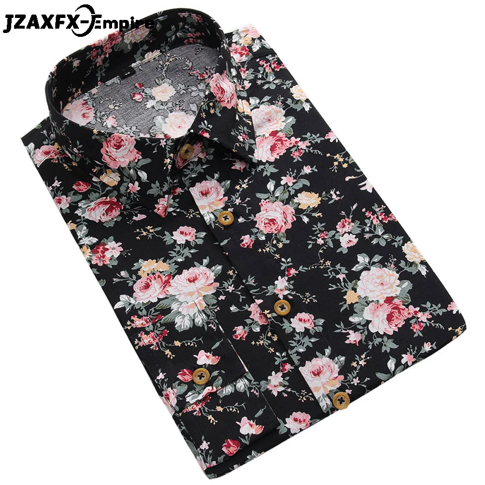 

New Arrival Print Floral Long Sleeve Shirt Men Casual Slim fit Shirts camisa masculina Fashion Design Male Shirts