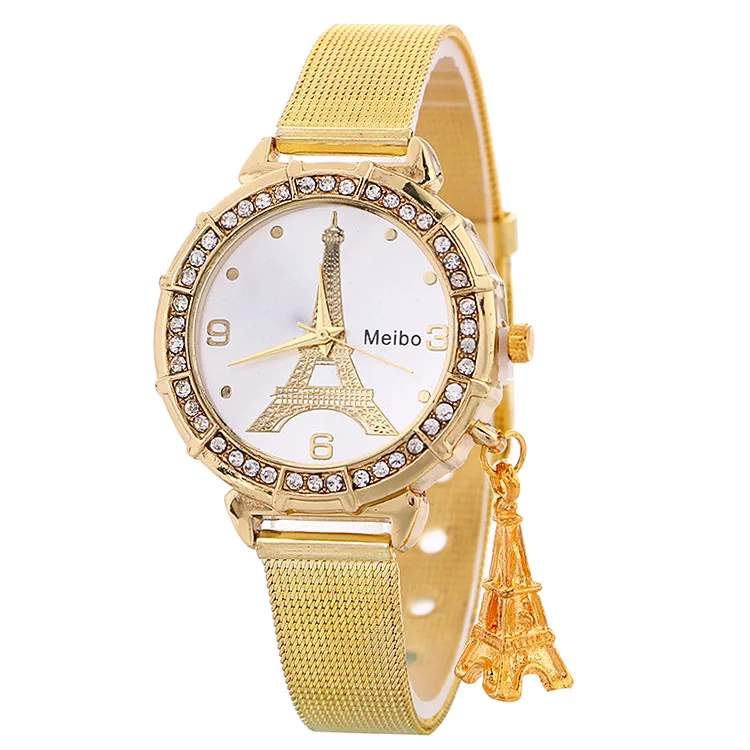 

New Brand Women Watches Luxury Crystal Eiffel Tower Watch Women Ladies Fashion Dress Quartz Wristwatches 100pcs/lot