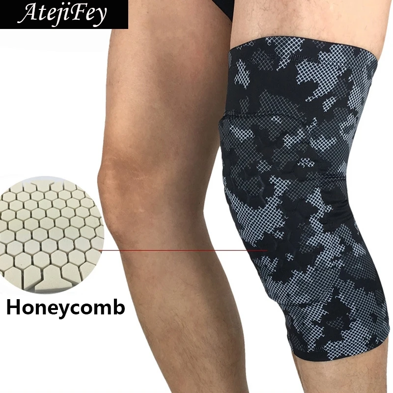 

1 Pair Print Honeycomb Padded Anti-Knock Knee Pads Brace Breathable Compression Knee Sleeves Support for Basketball Cycling