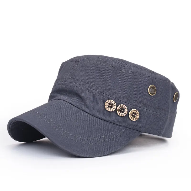 Армейские кепки для мужчин и женщин модная Регулируемая Повседневная хлопковая моющаяся шляпа-Панама простой дизайн качественная пуговица для зрелых гладкая Кепка - Цвет: Gray