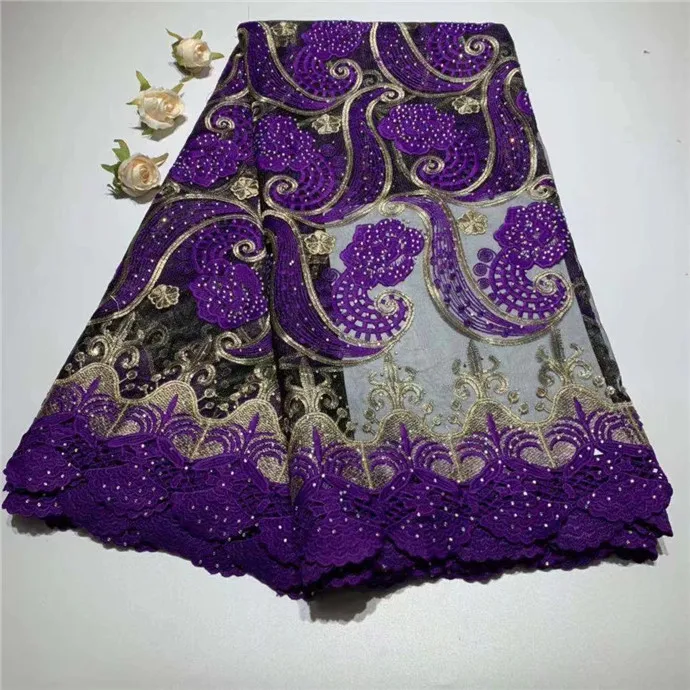 

Nigerian Lace Fabric 2018 High Quality Lace African Tulle Lace With Stones, Nigerian French Latest African Lace purple(TS-12-18