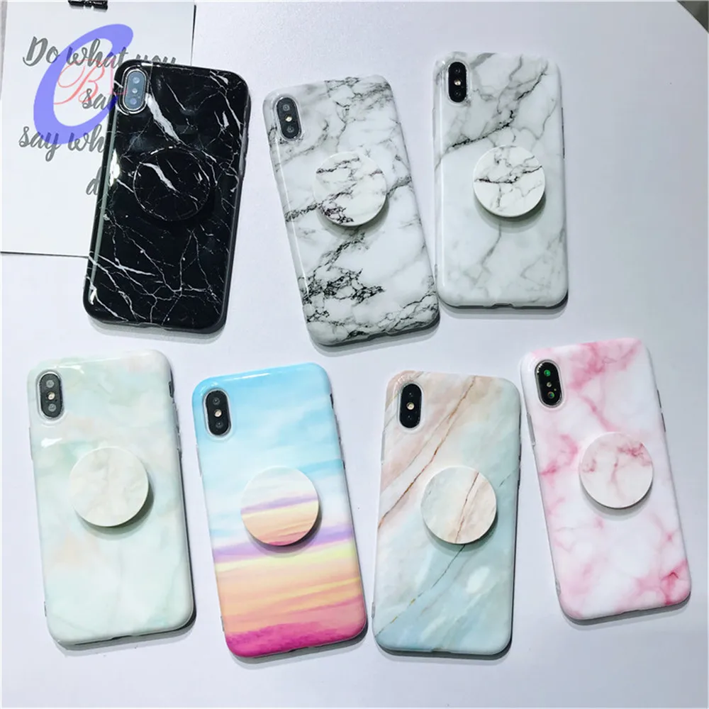 

CBL Grip Stand Holder Marble Case For iPhone 7 Plus 8 X XS Max XR 6 6S Plus Silicone Soft Phone Cases For iPhone XS Cover