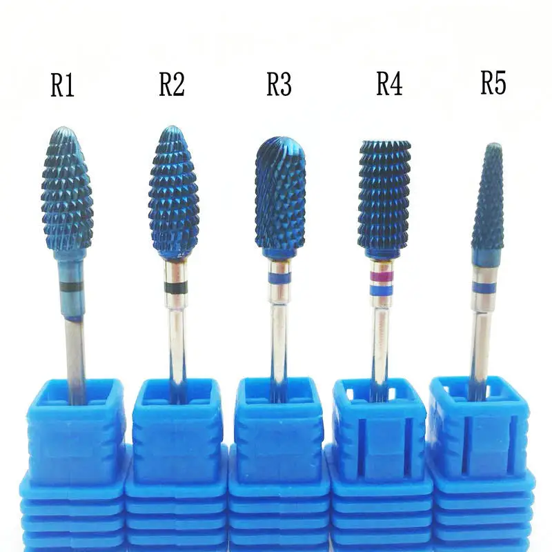 Синий Вольфрам КРУГЛЫЙ пламя ногтей дрель битовый карбид фреза Маникюр керамическое сверло Электрический станок аксессуары для ногтей