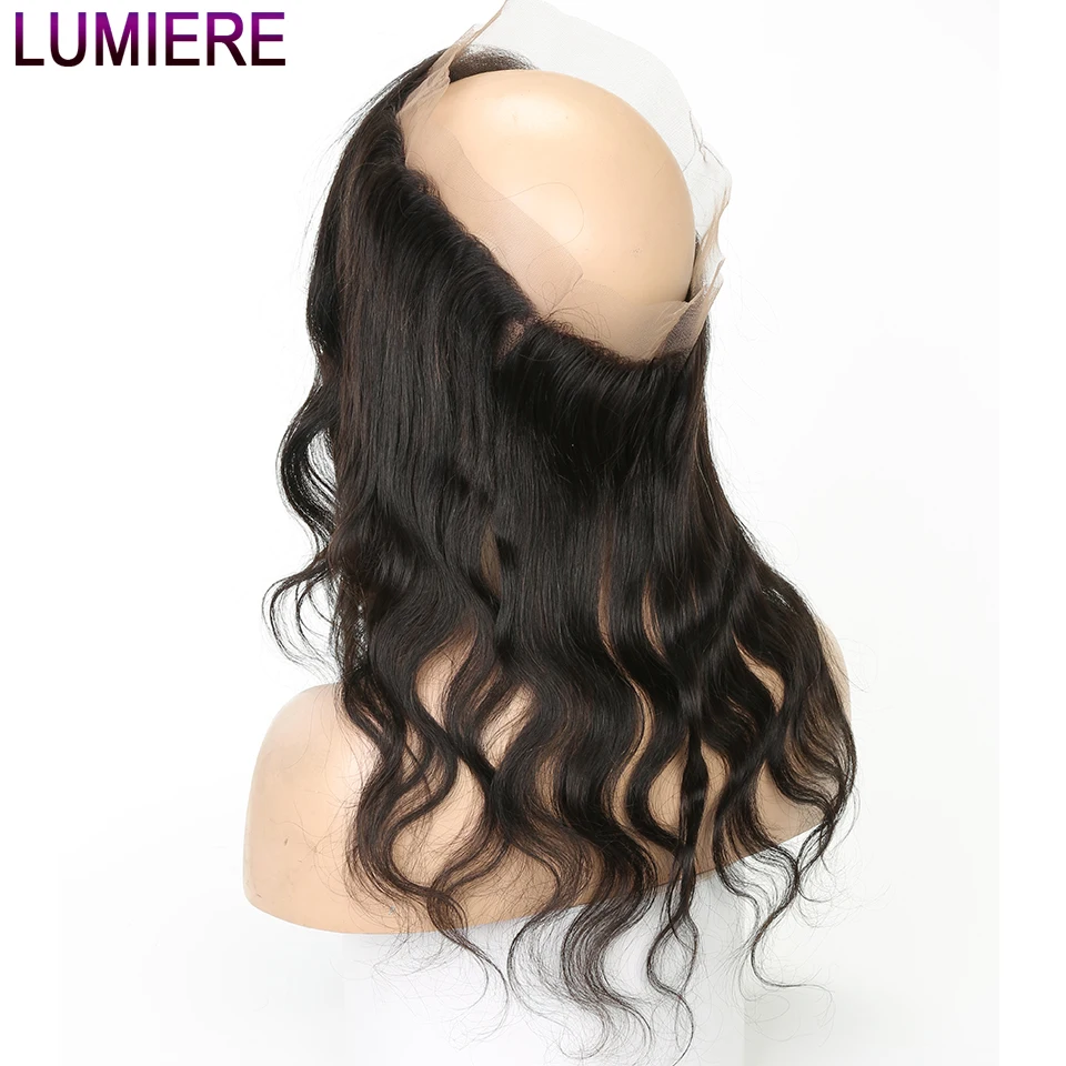 Lumiere волосы бразильские человеческие волосы 360 кружева фронтальное закрытие remy волосы спереди закрытие тела волна кружева фронтальный заказ с сеткой 1B