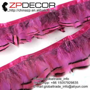 

ZPDECOR 10yards/lot 5cm(2inch) Beautiful Dyed Fuchsia Chukar Partridge Hen Feather Trim Cheap Sale